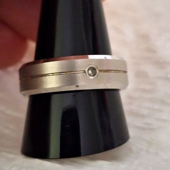 A Triton Men's Ring Tungsten Carbide Steel Wedding Band Silver Tone Size 10 - Picture 4 of 9
